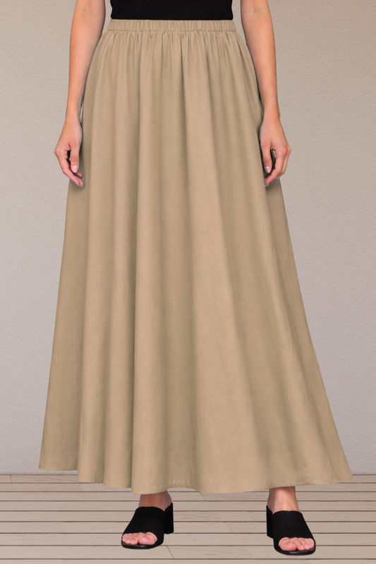 Almond Beige Rayon Long Skirt
