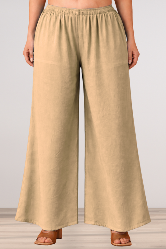 Almond Beige Rayon Loose Palazzo