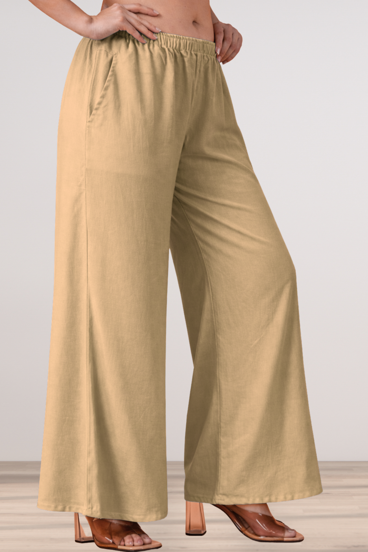 Almond Beige Rayon Loose Palazzo