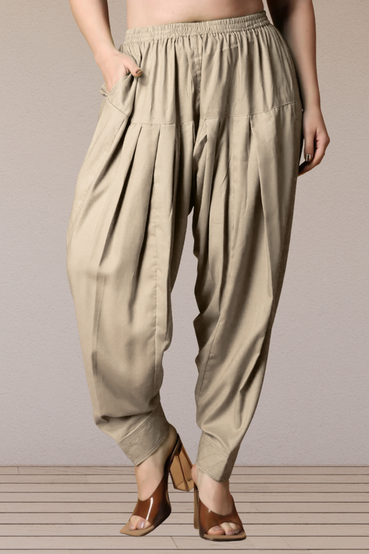 Almond Beige Rayon Pleated Salwar