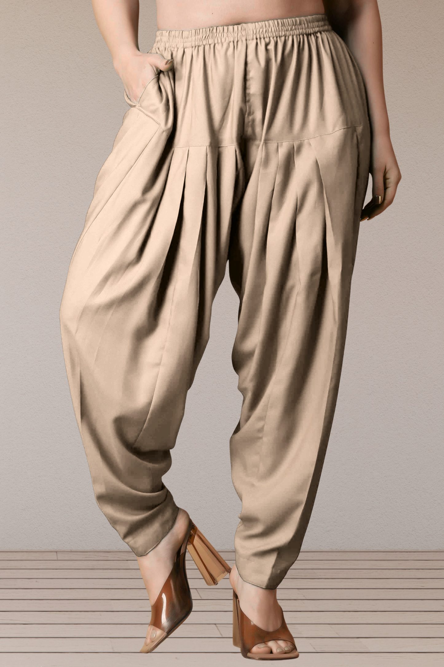 Almond Beige Straight Rayon Salwar Pants