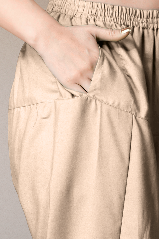 Almond Beige Straight Rayon Salwar Pants