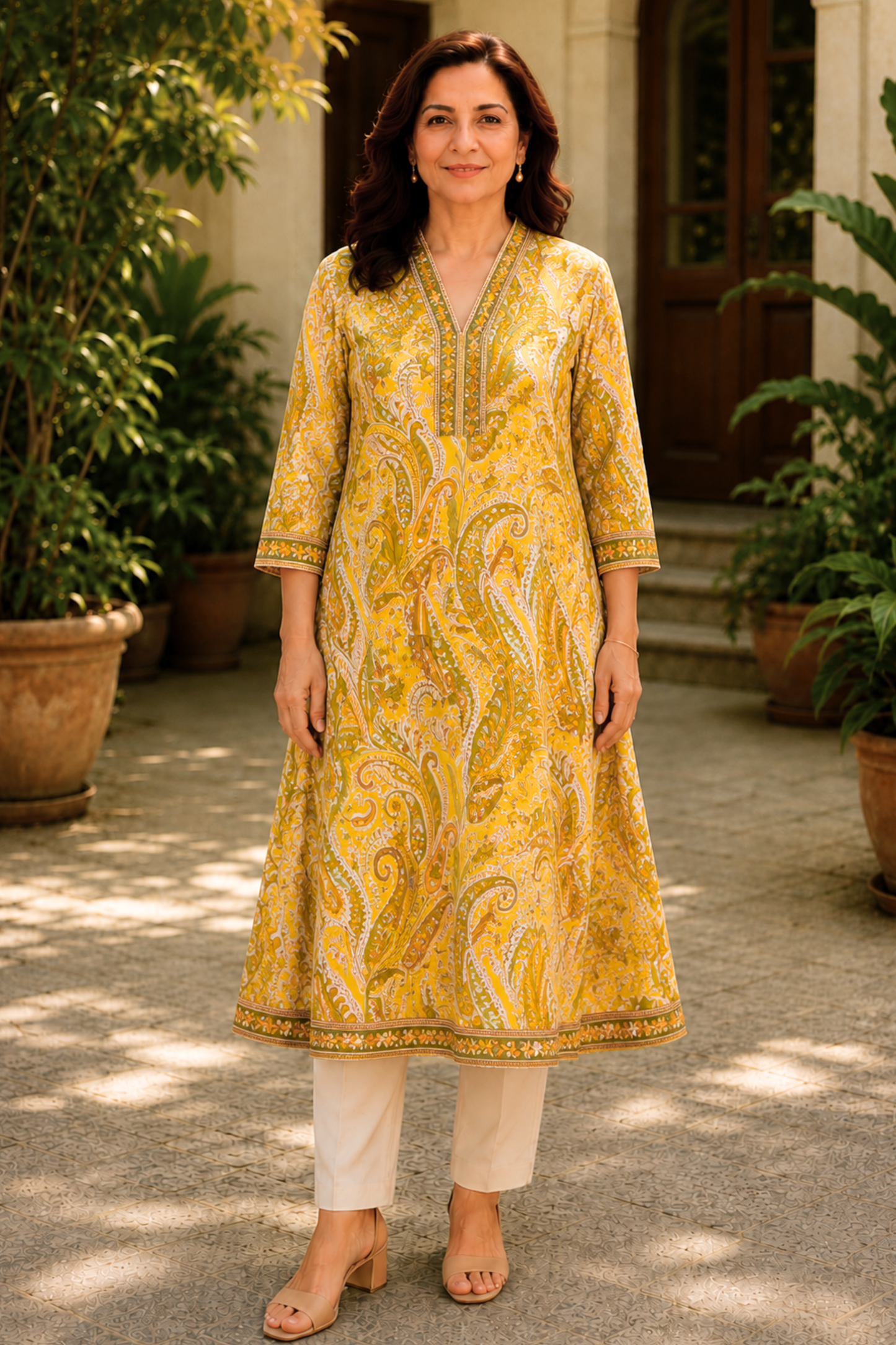 Amaltas Paisley A-line Cotton Kali Kurta