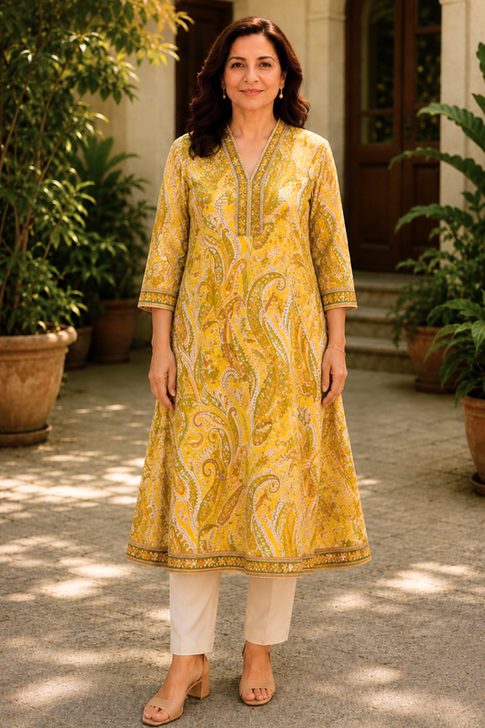 Amaltas Paisley A-line Cotton Kali Kurta