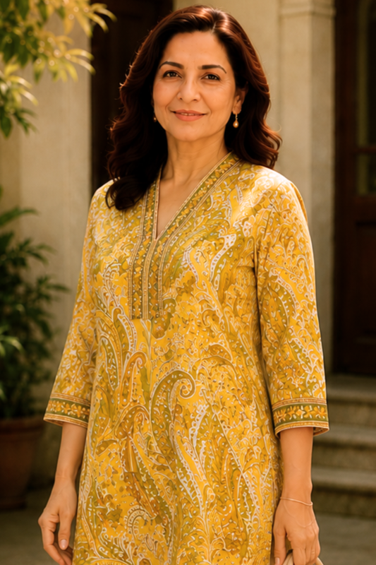 Amaltas Paisley A-line Cotton Kali Kurta