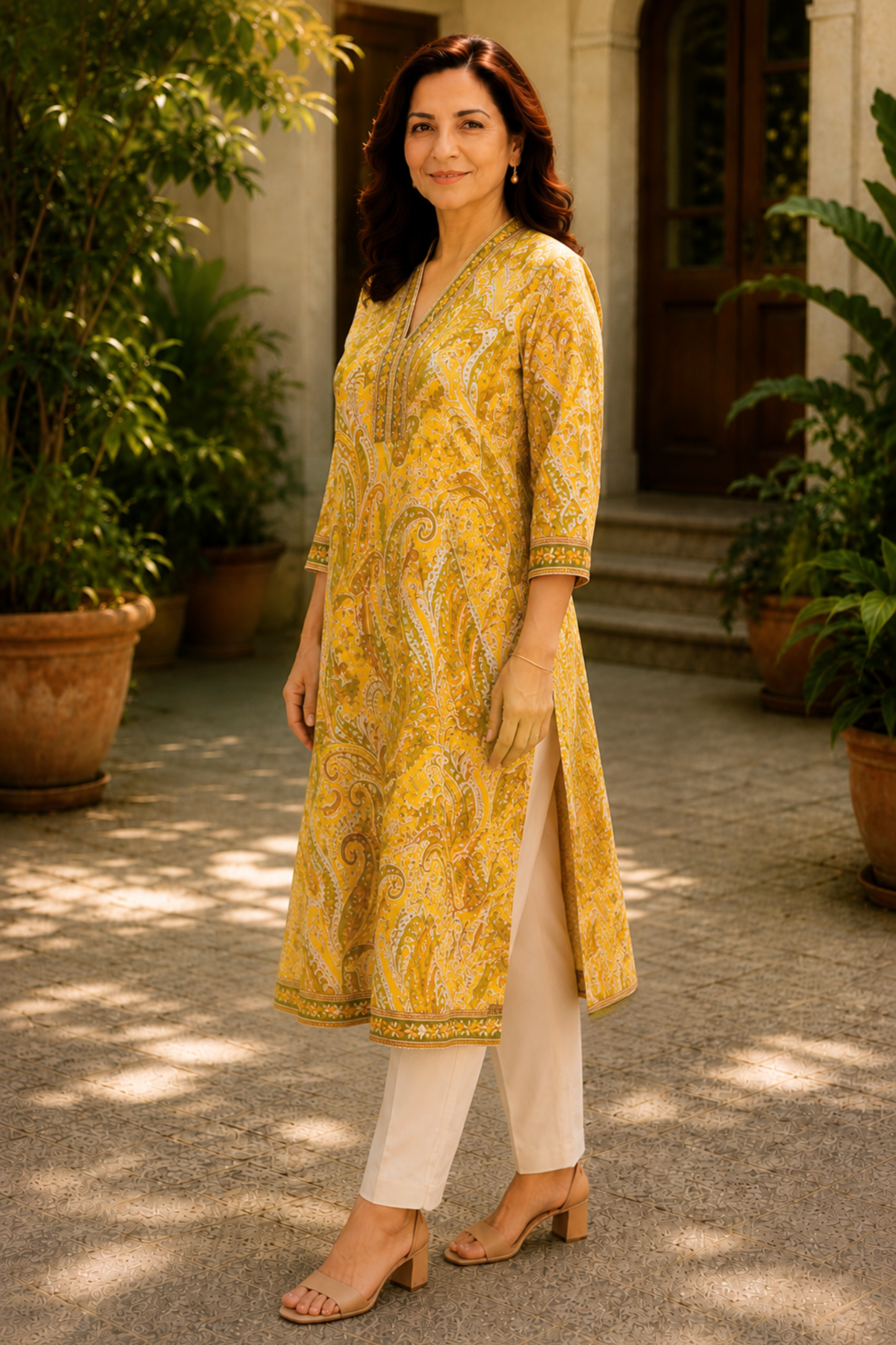 Amaltas Paisley A-line Cotton Kali Kurta