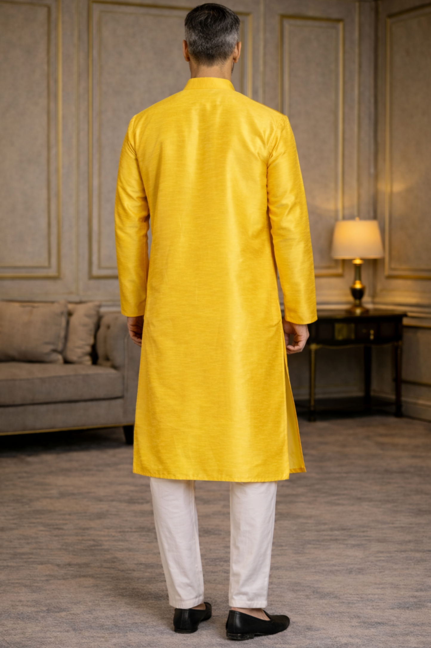 Amber Yellow Silk Kurta Pajama