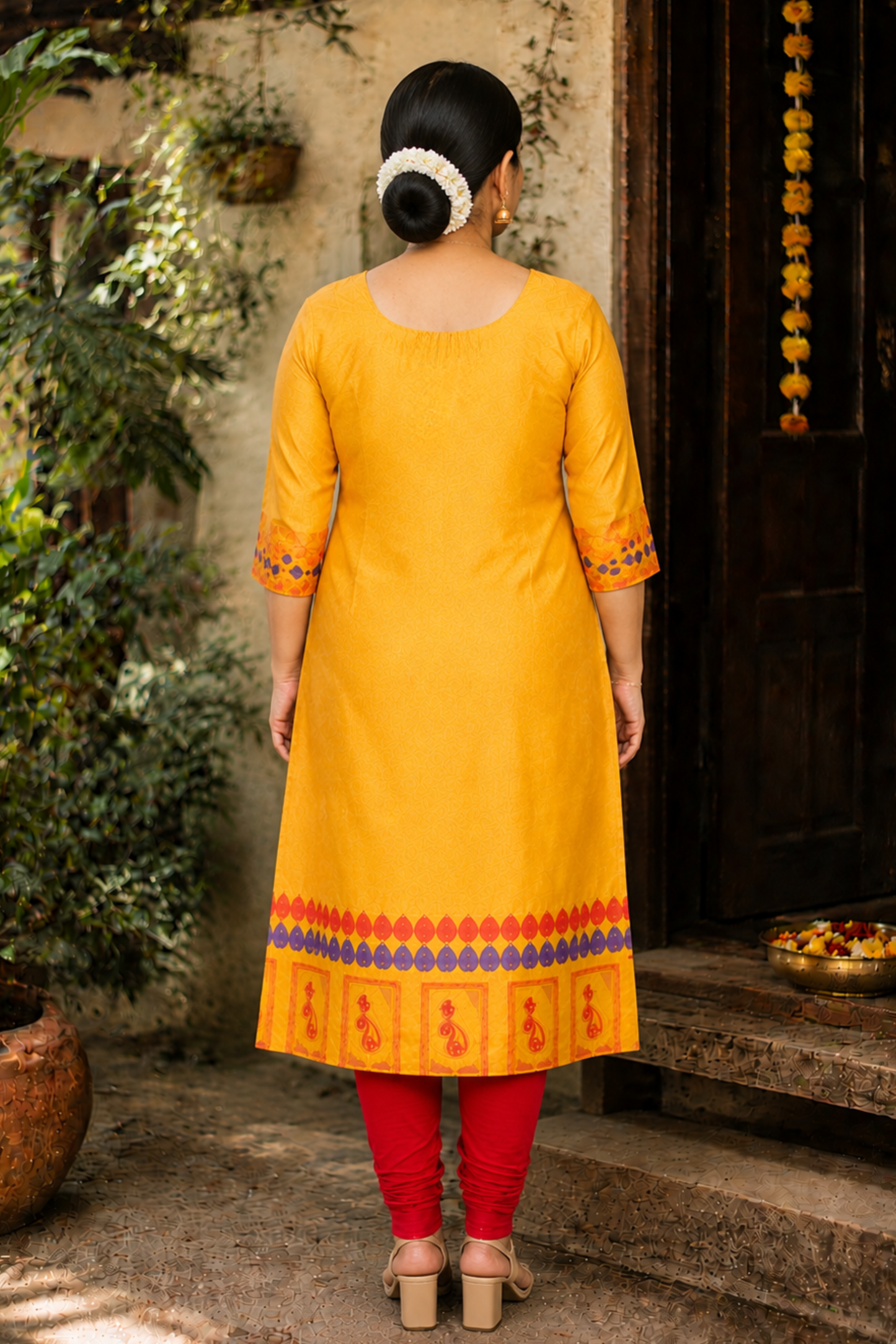 Amber Flame Churidar Suit Set