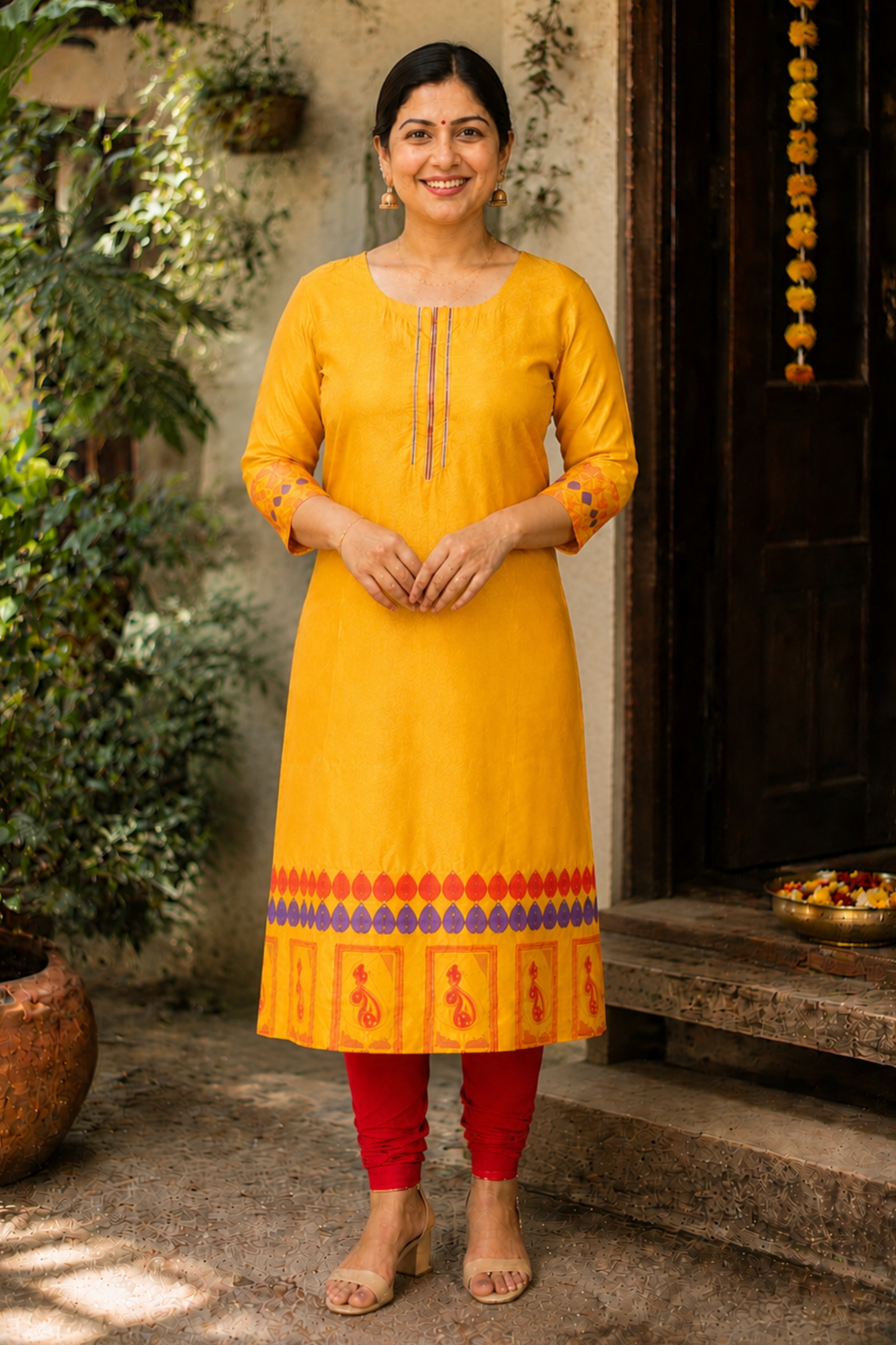 Amber Flame Churidar Suit Set