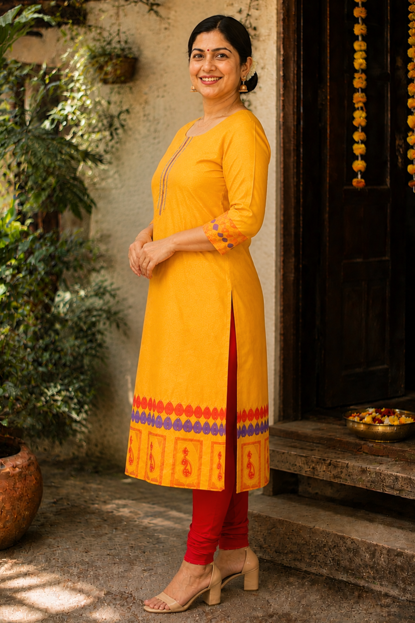 Amber Flame Churidar Suit Set