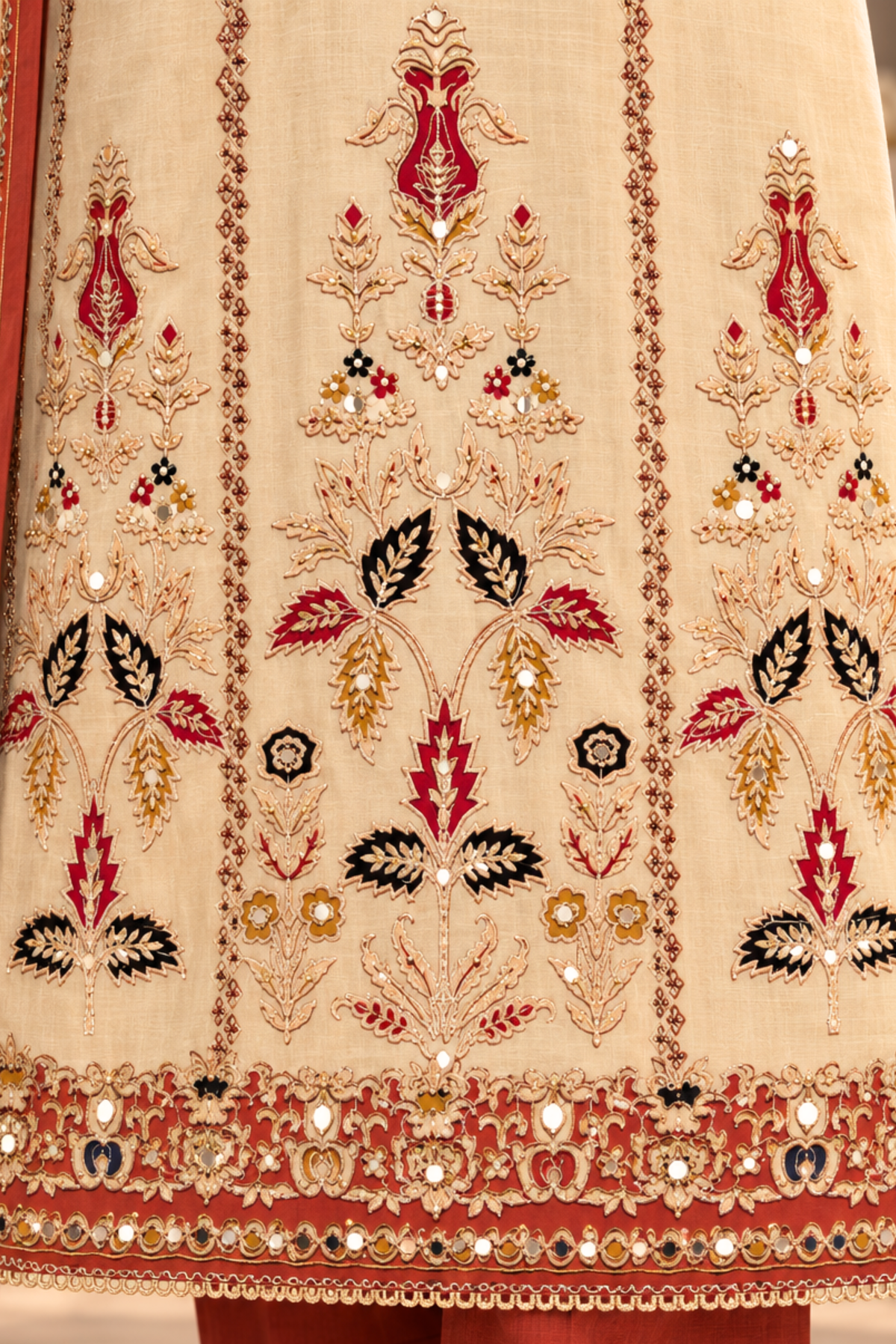 Seher Karachi Muslin Suit With Mirror Work