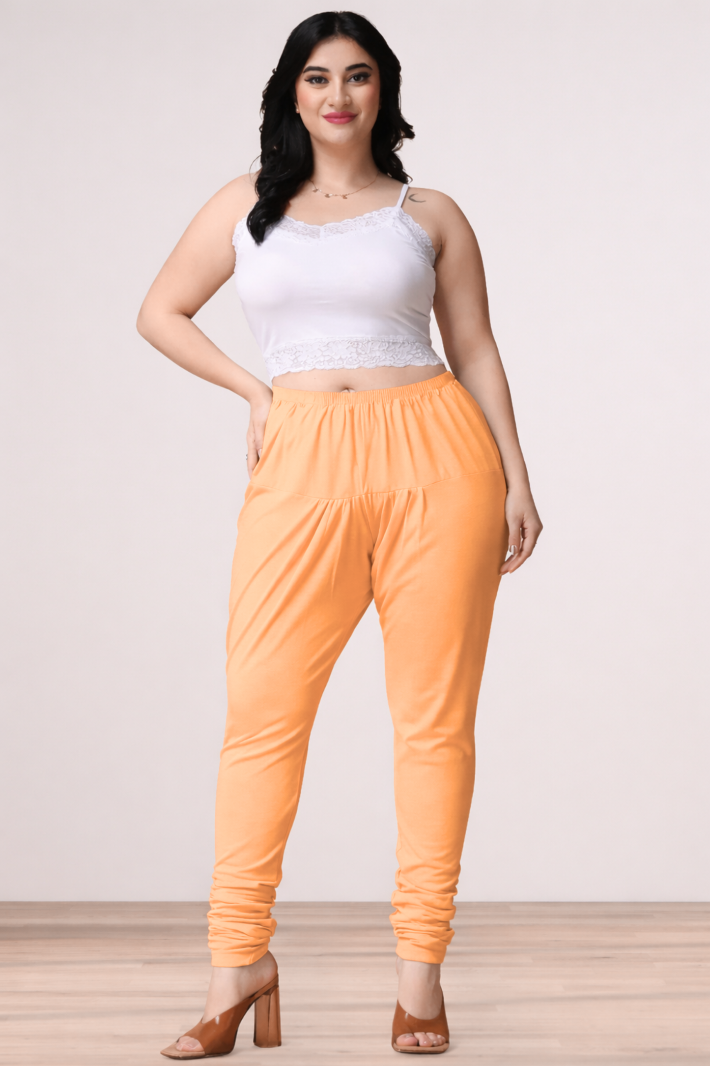 Apricot Cotton Churidar Pants
