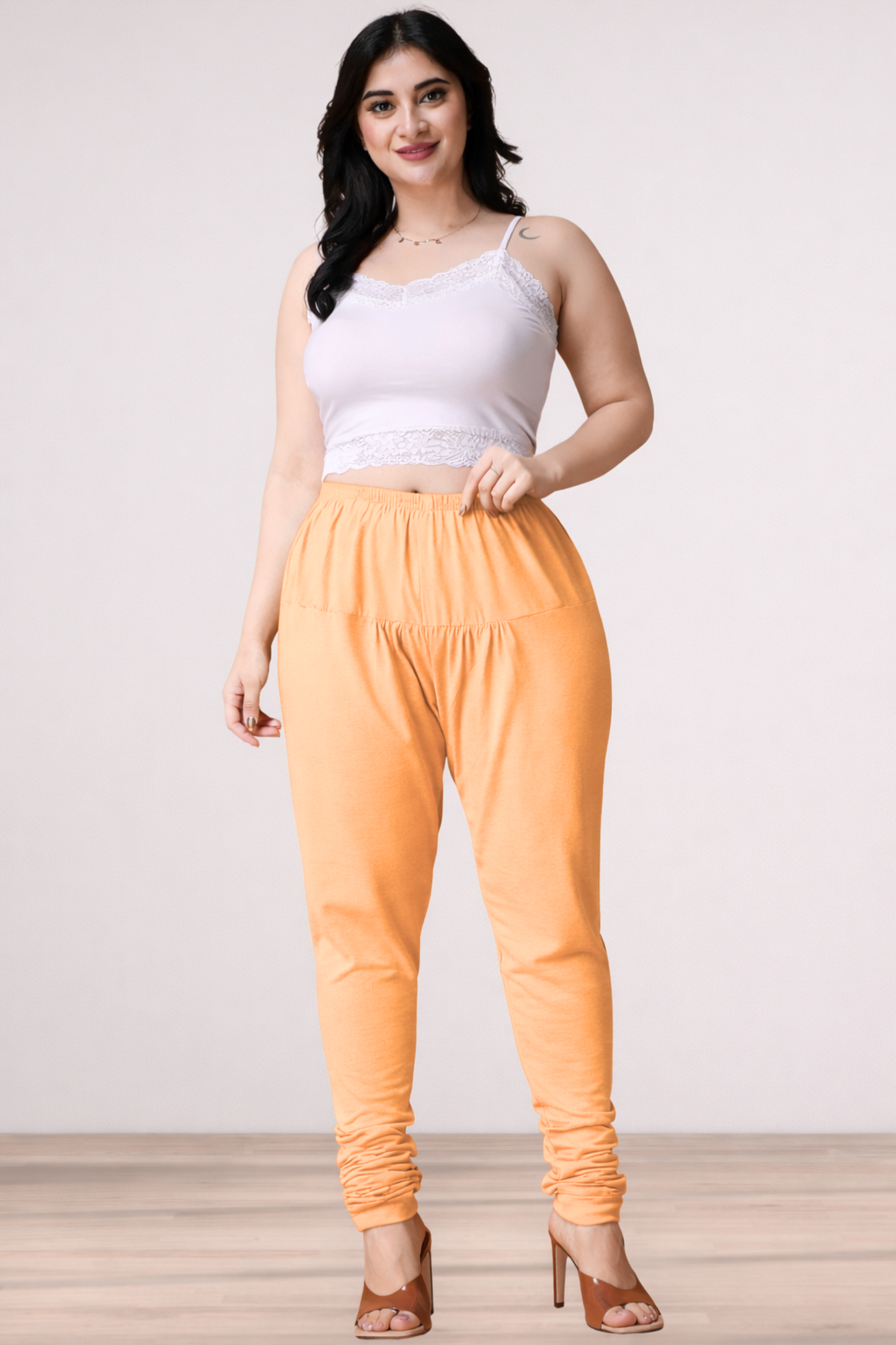 Apricot Cotton Churidar Pants