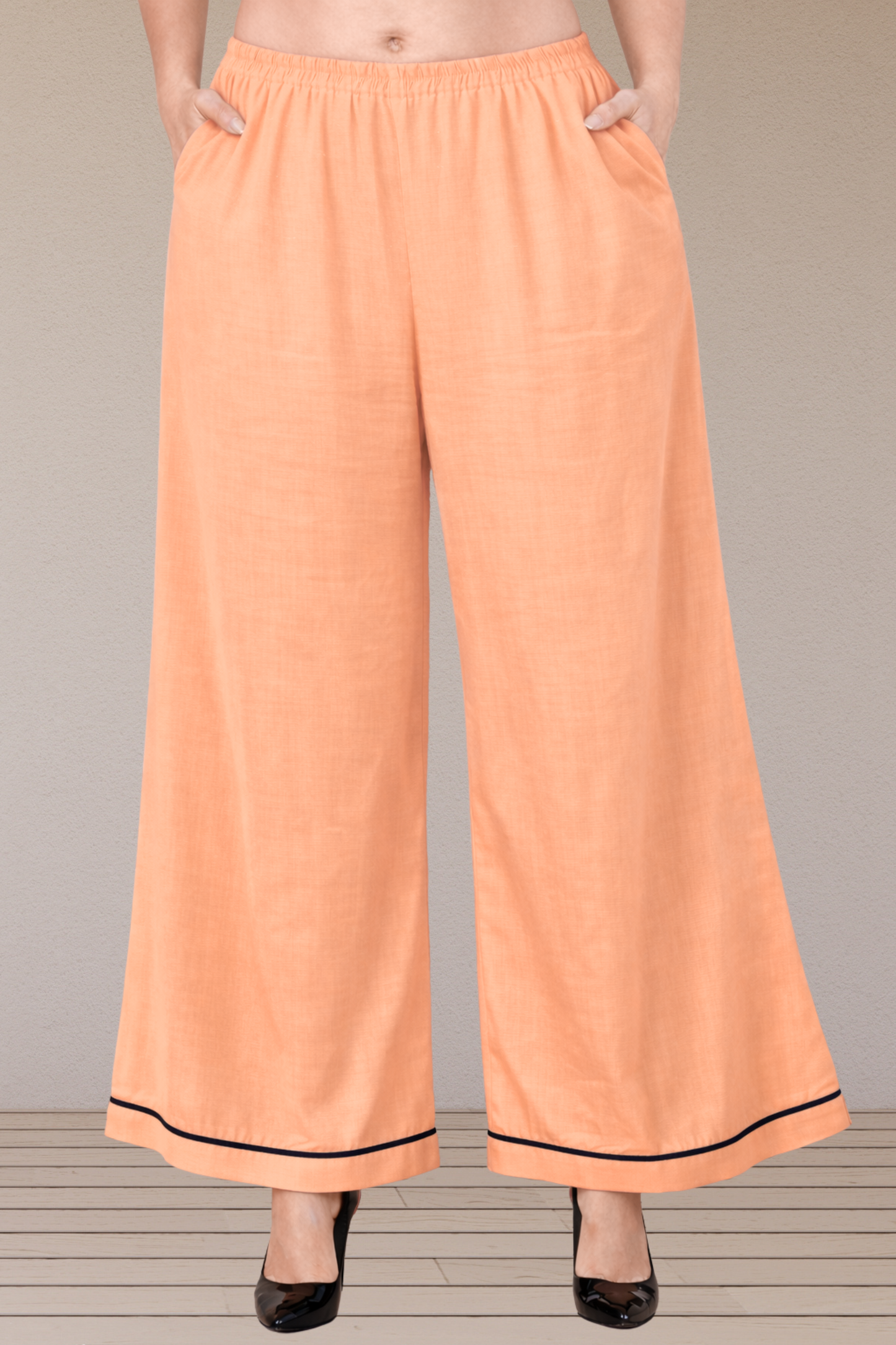Apricot Detailed  Hemline Rayon Palazzo