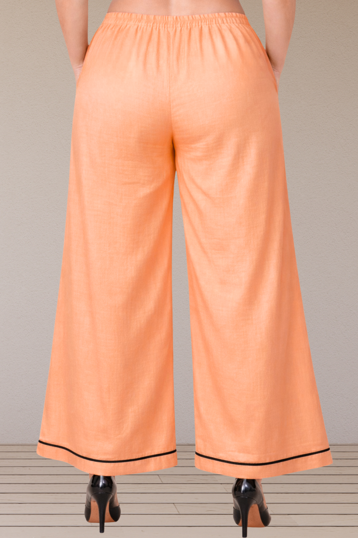 Apricot Detailed  Hemline Rayon Palazzo