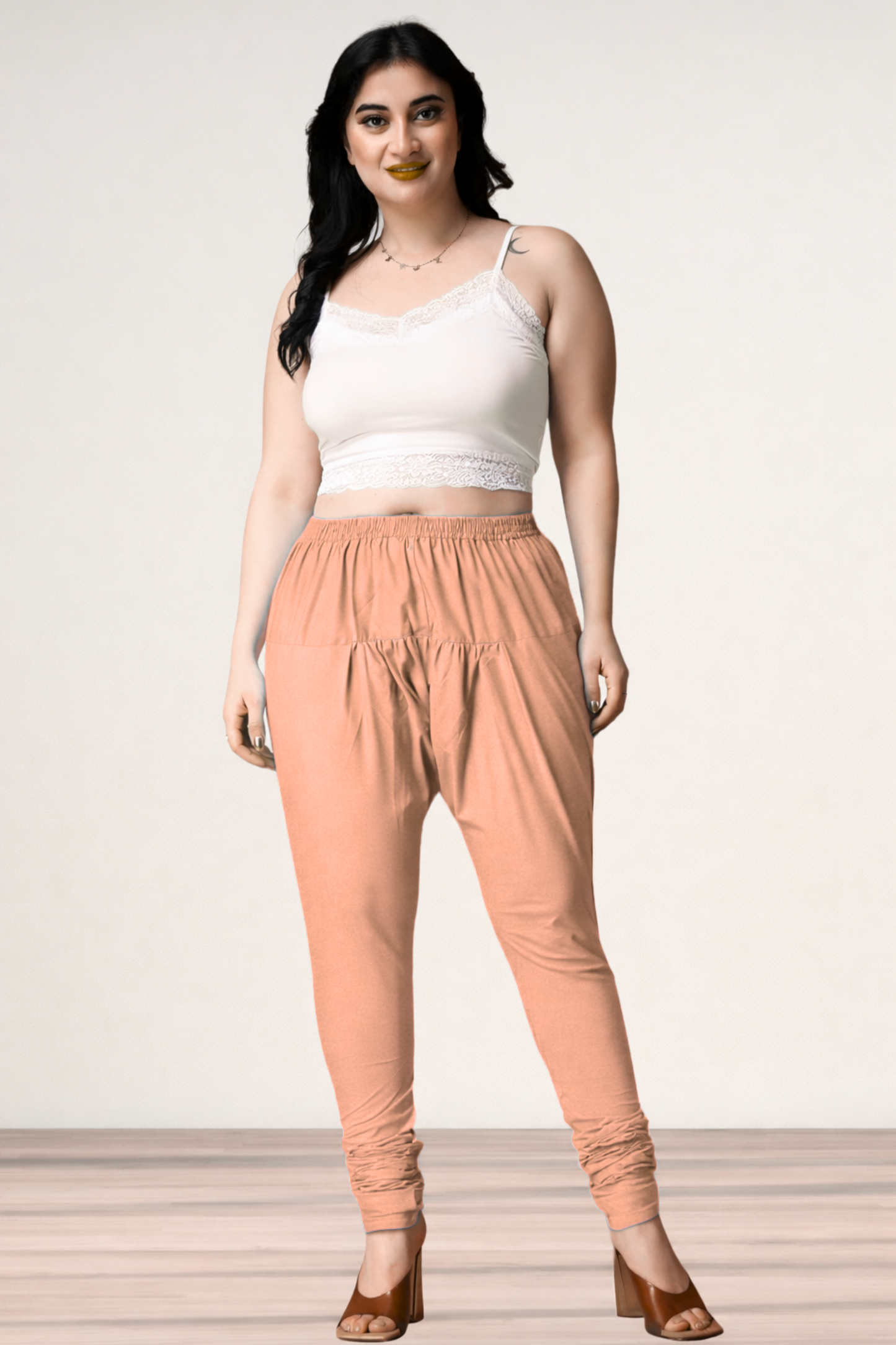 Apricot Rayon Churidar Pants