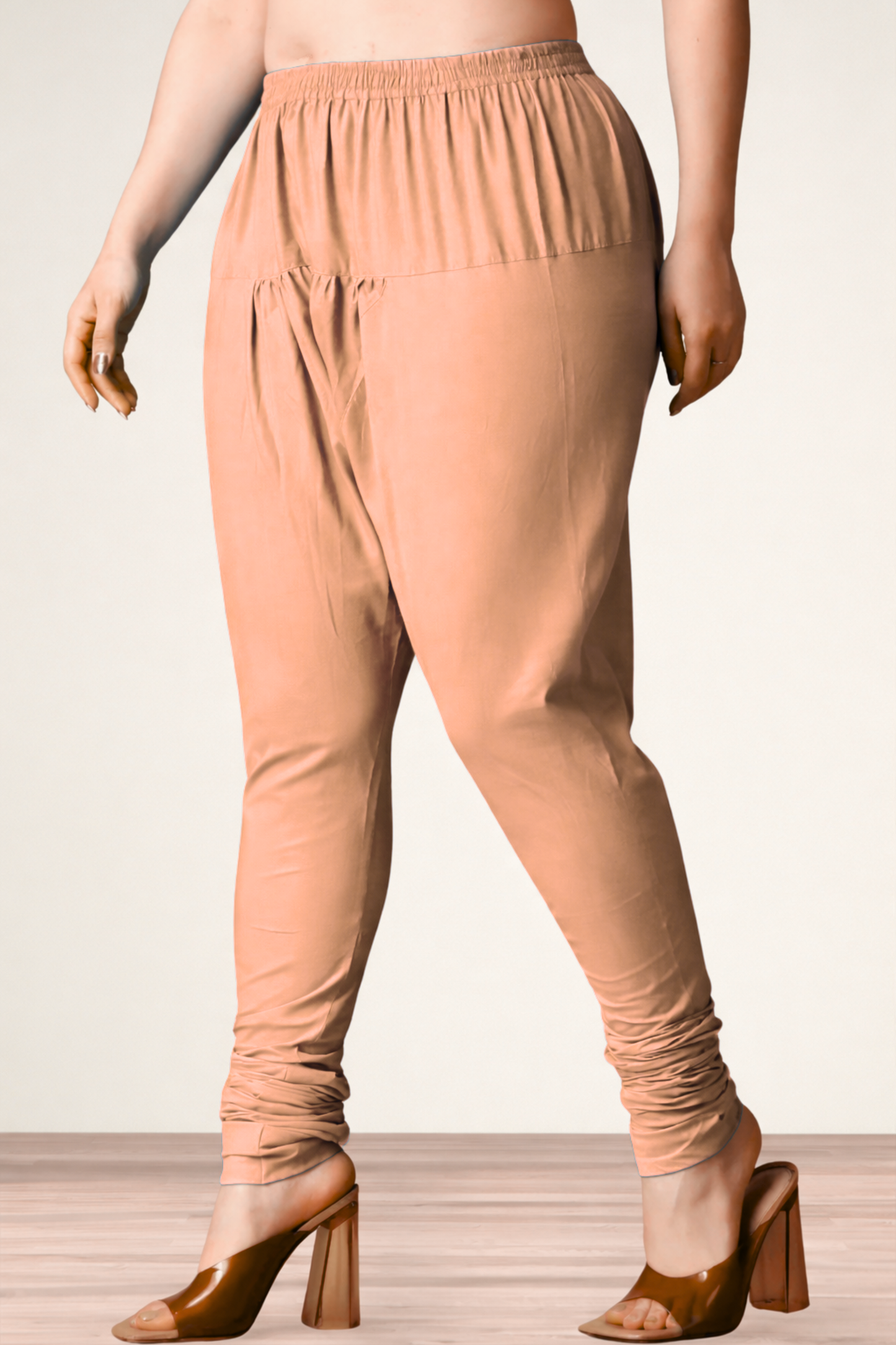 Apricot Rayon Churidar Pants