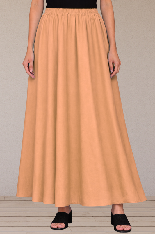 Apricot Rayon Long Skirt