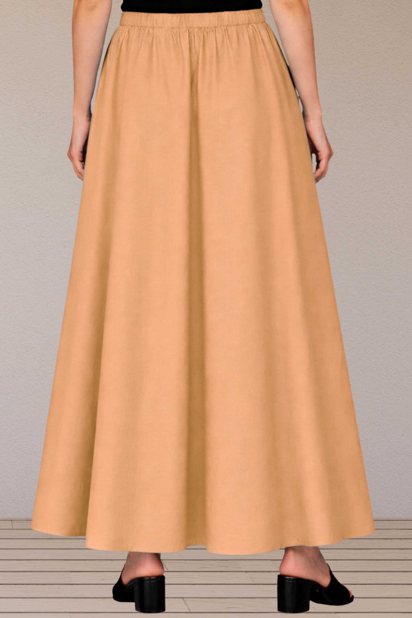 Apricot Rayon Long Skirt