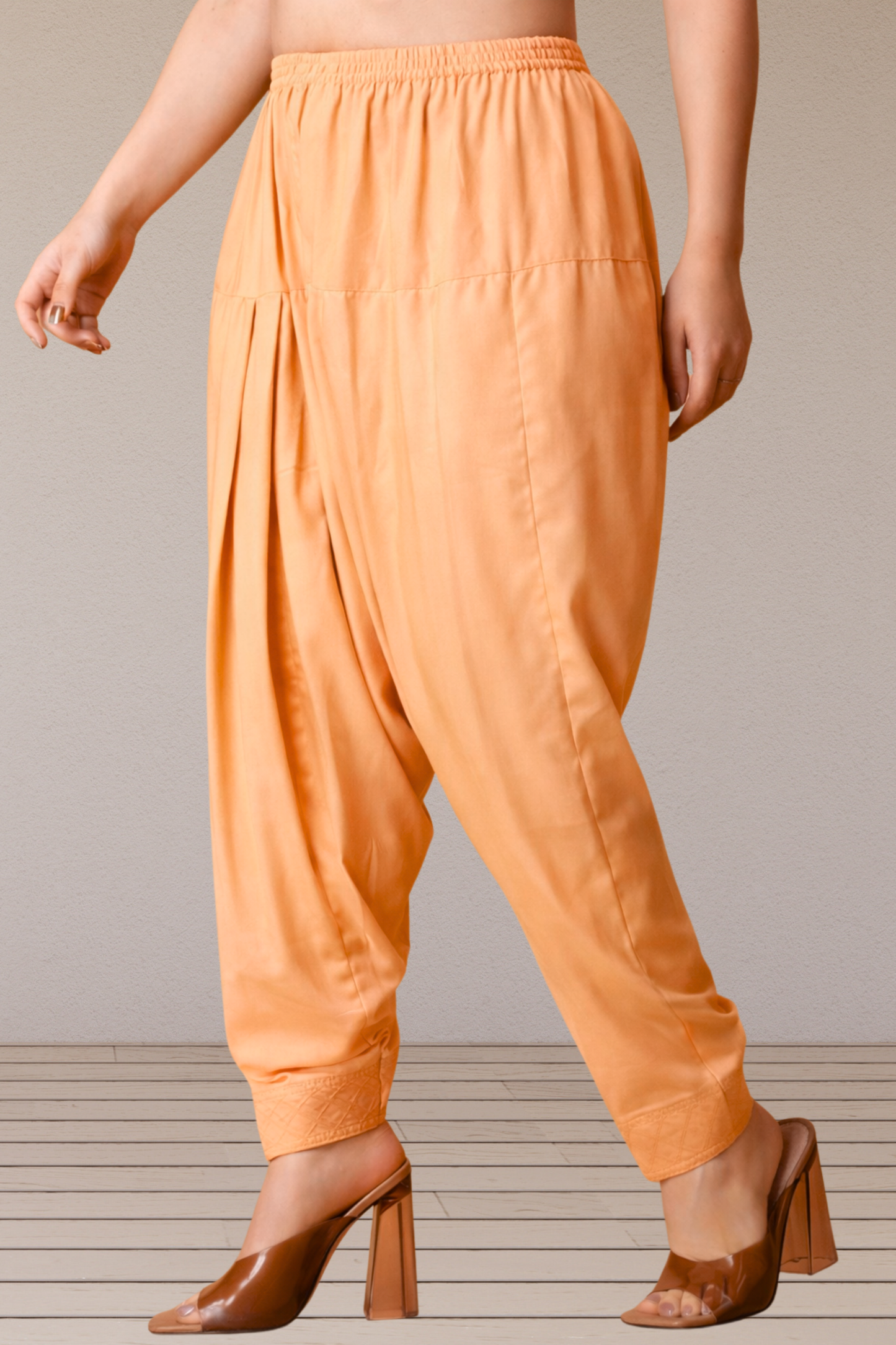 Apricot Rayon Pleated Salwar