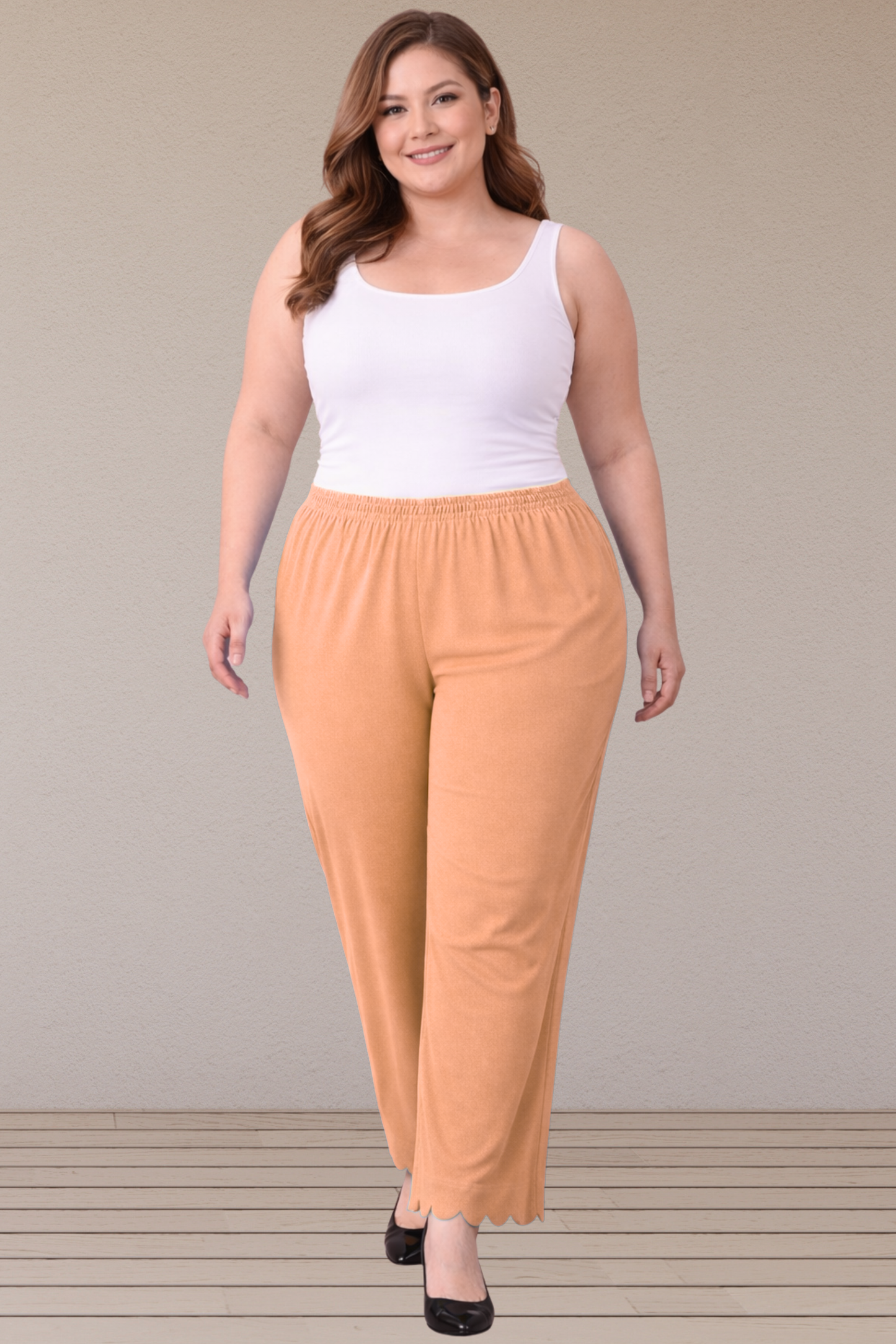 Apricot Scallop Cut Palazzo