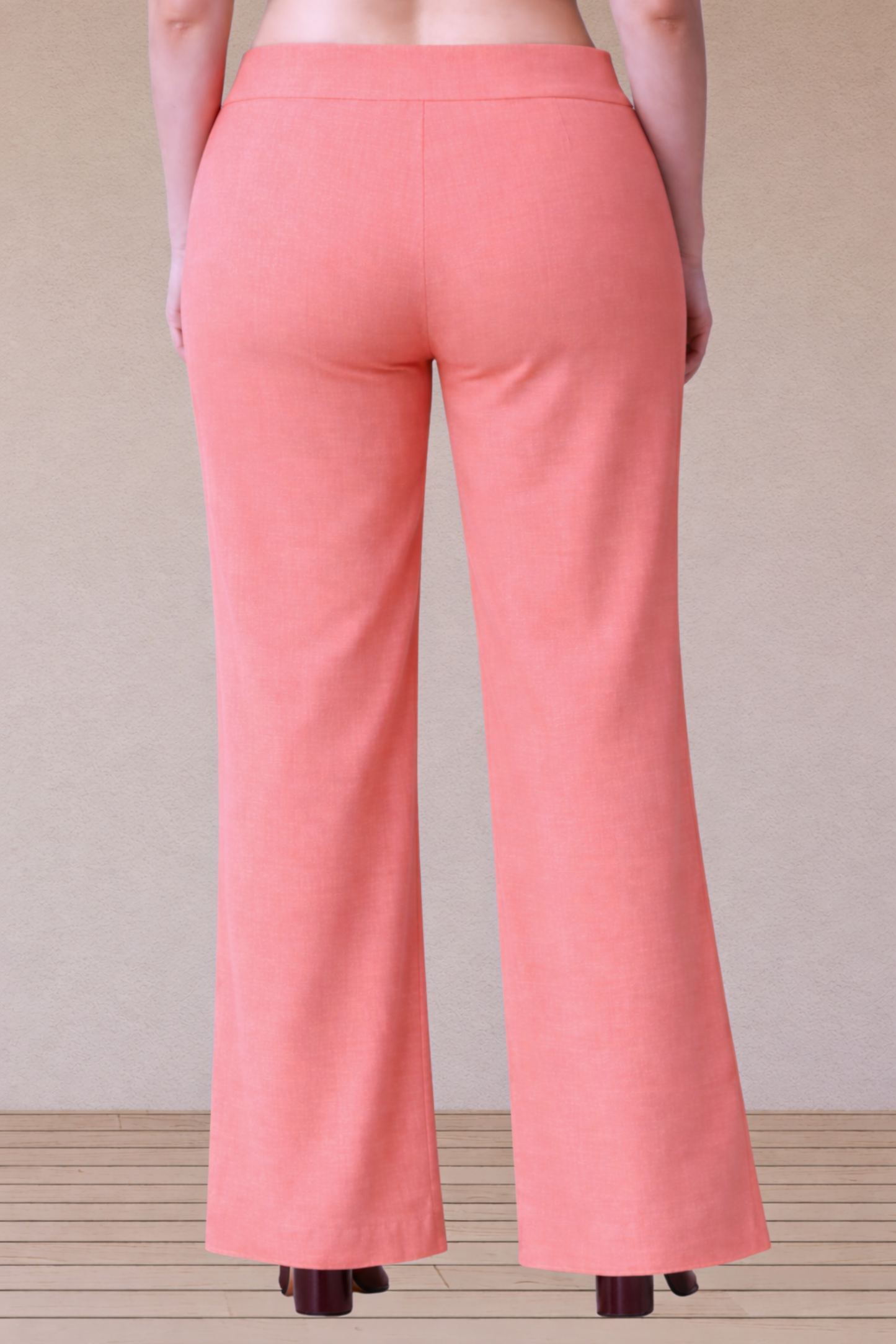 Peach Wide Leg Slub Pants