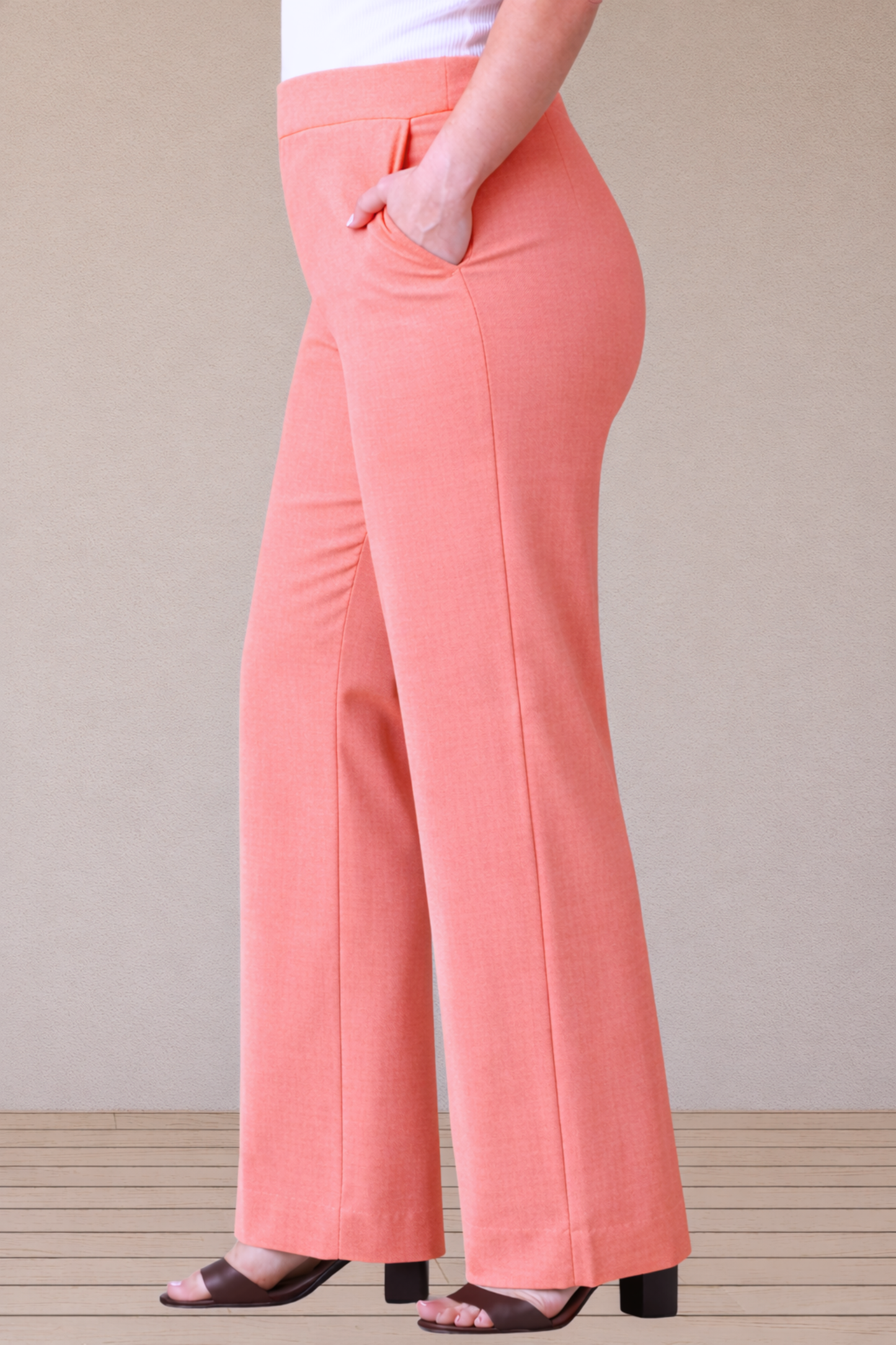 Peach Wide Leg Slub Pants