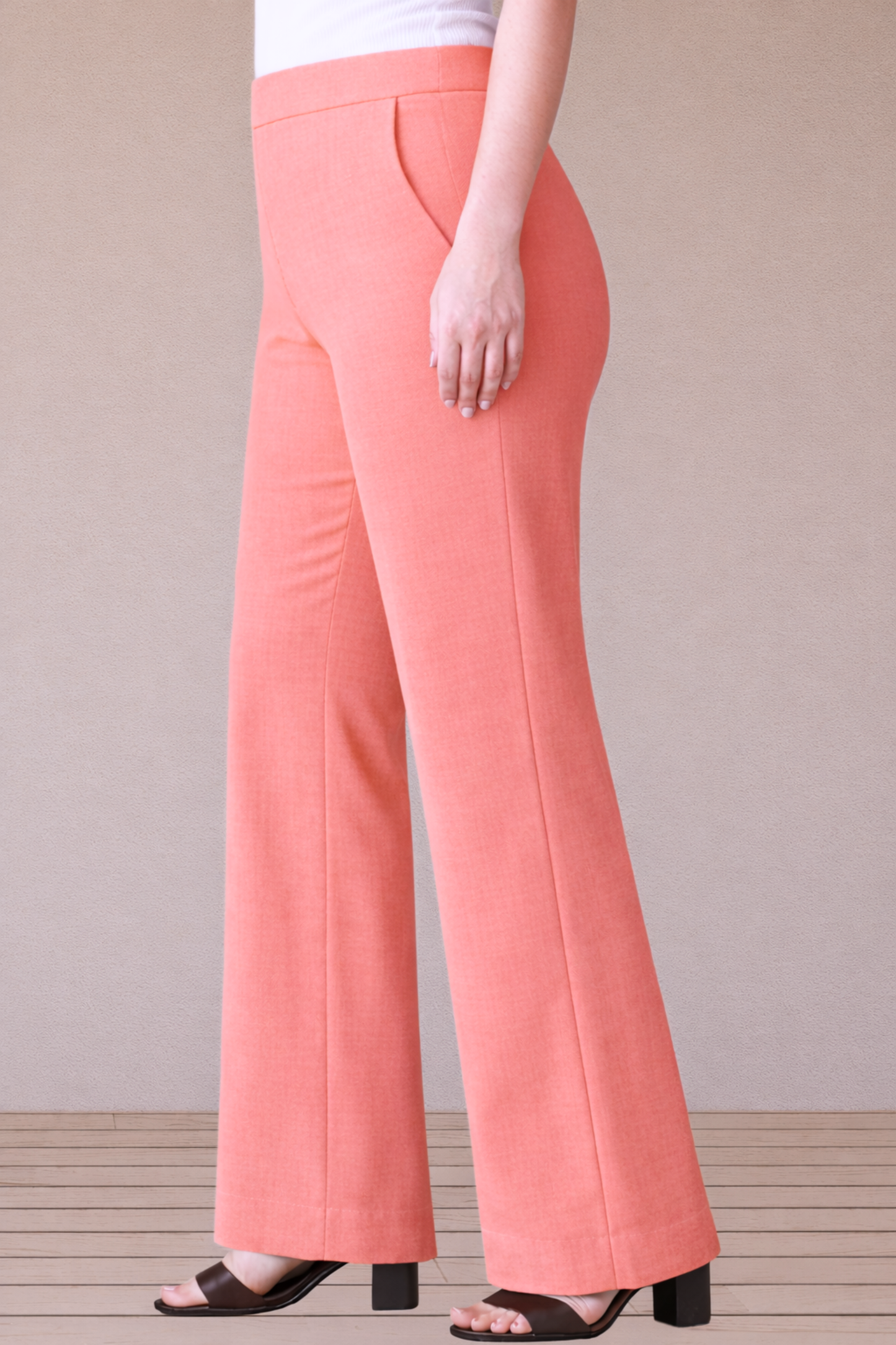Peach Wide Leg Slub Pants