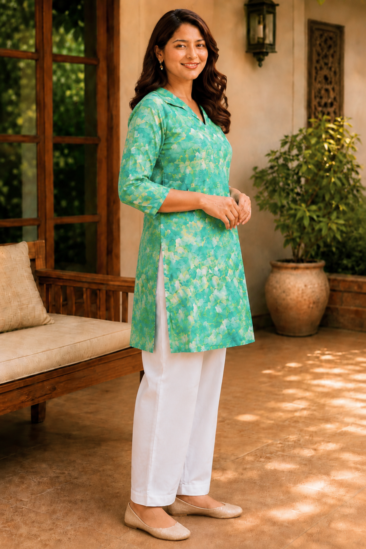 Aqua Bloom Short Kurta