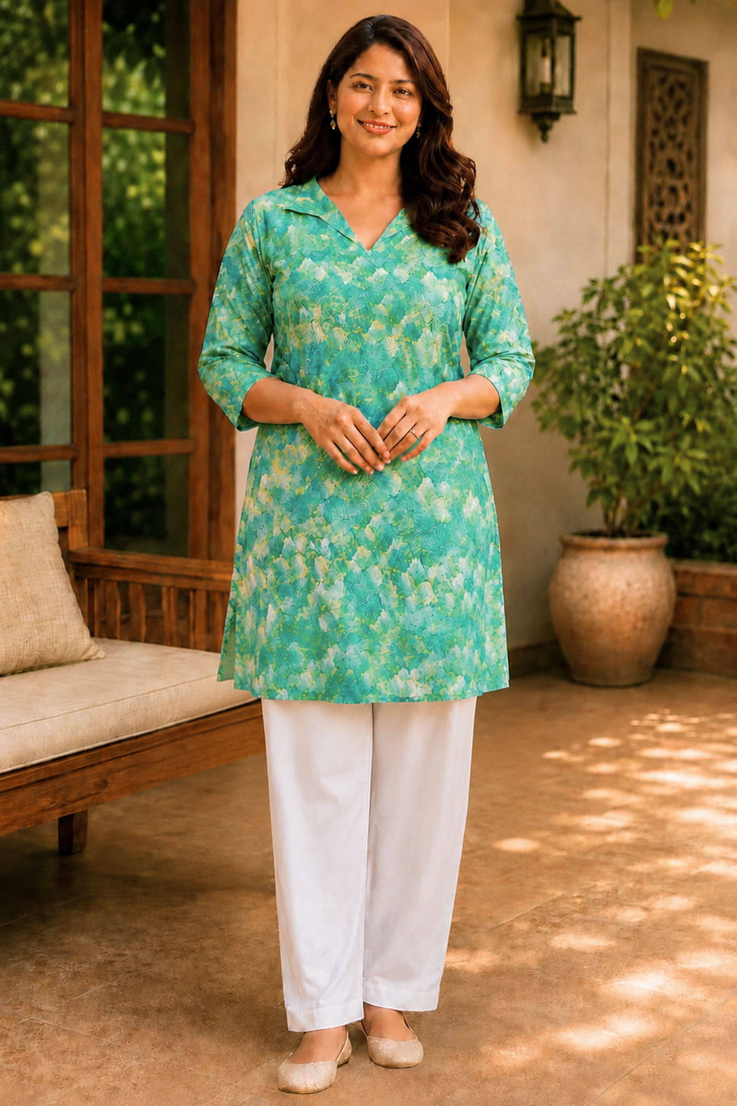 Aqua Bloom Short Kurta