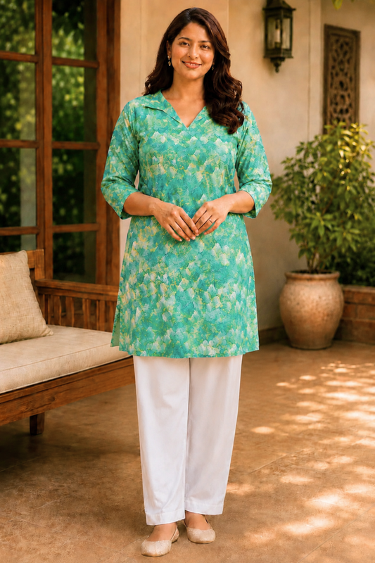 Aqua Bloom Short Kurta