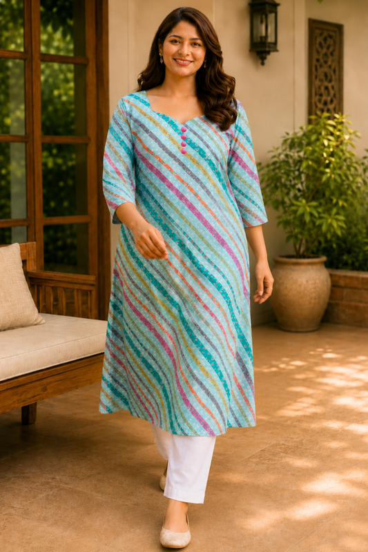 Sparkling Sky Leheriya A-line Kurta
