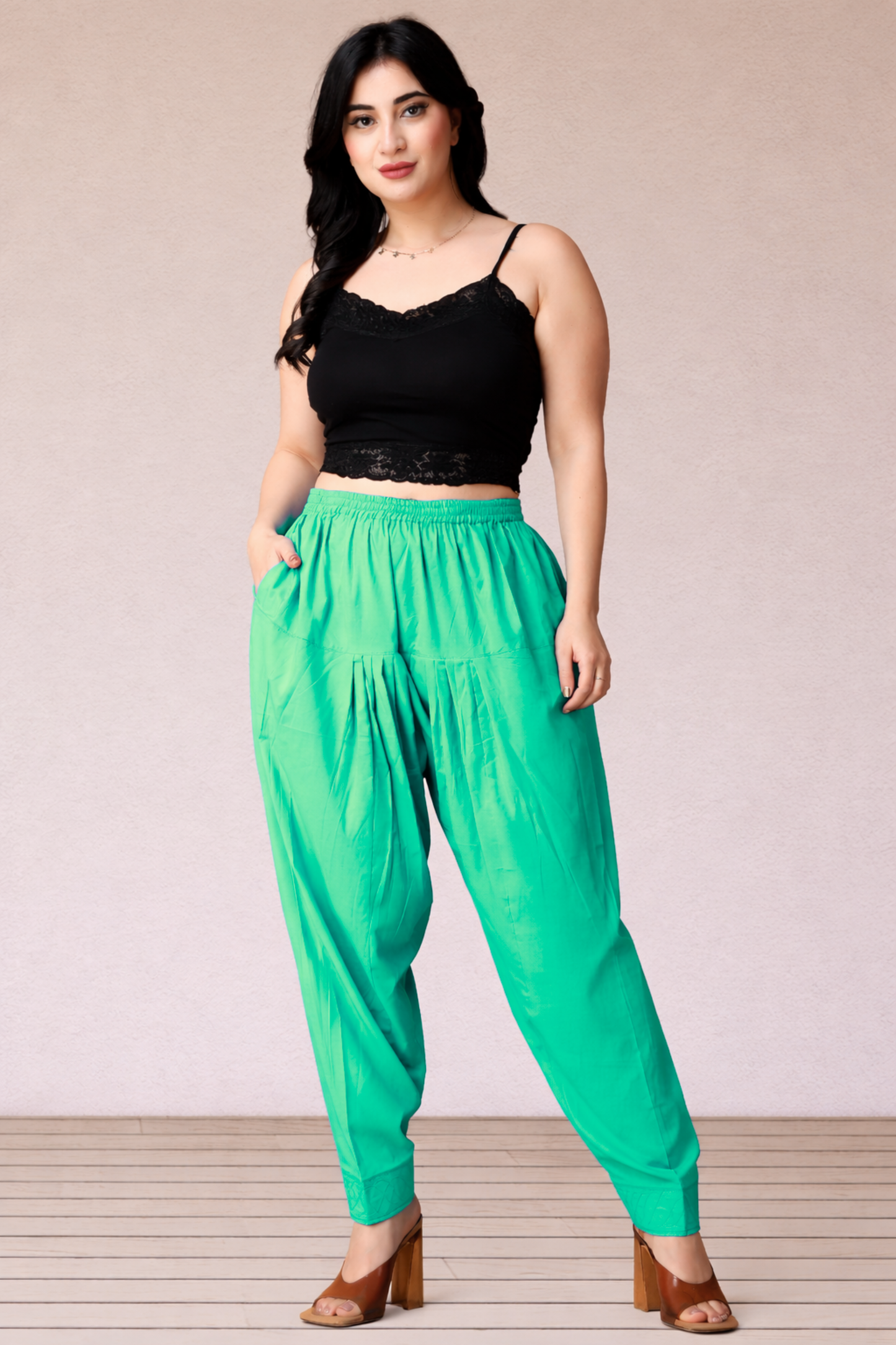 Aquamarine Cotton Straight Salwar