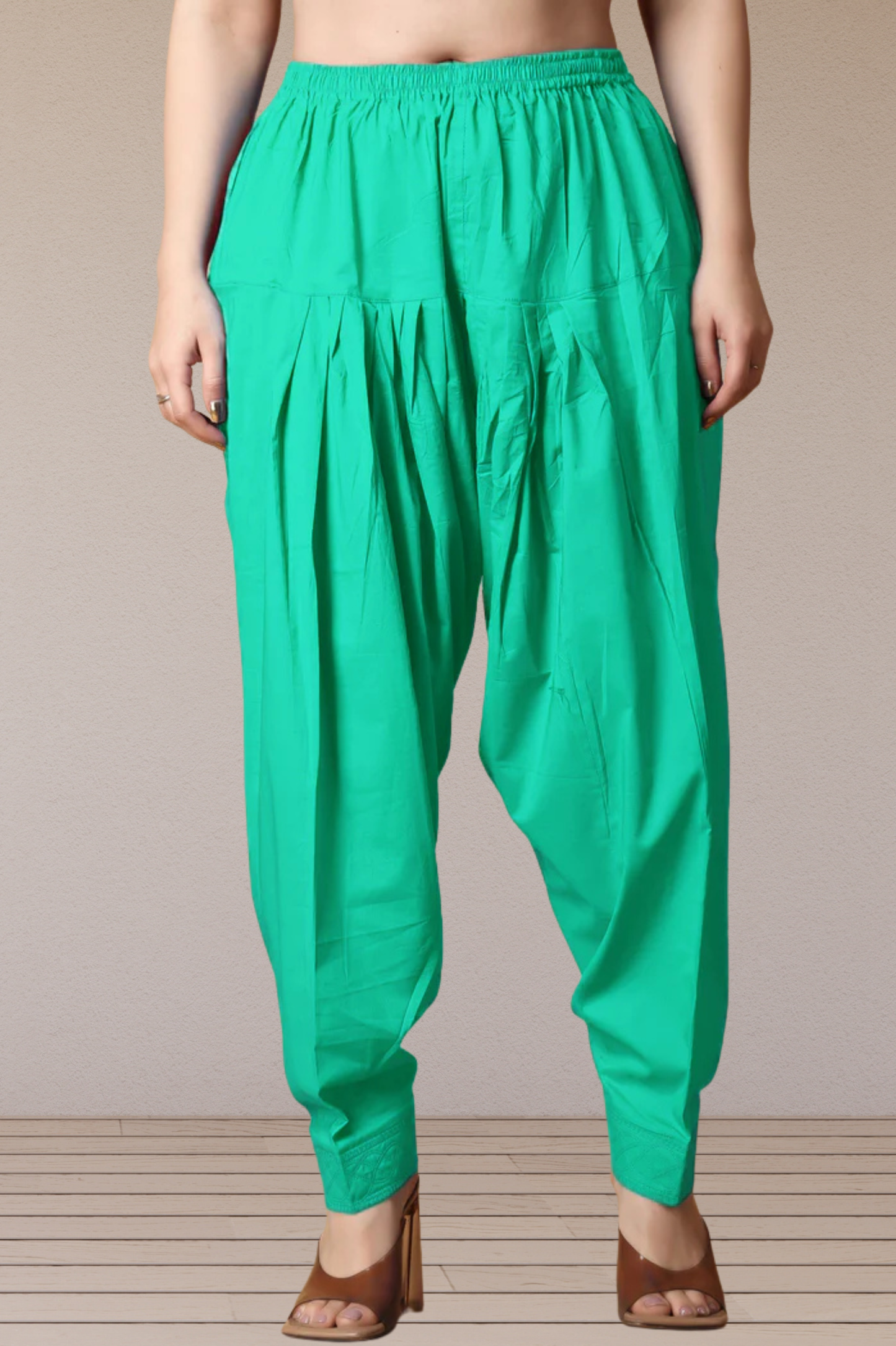 Aquamarine Pleated Cotton Salwar