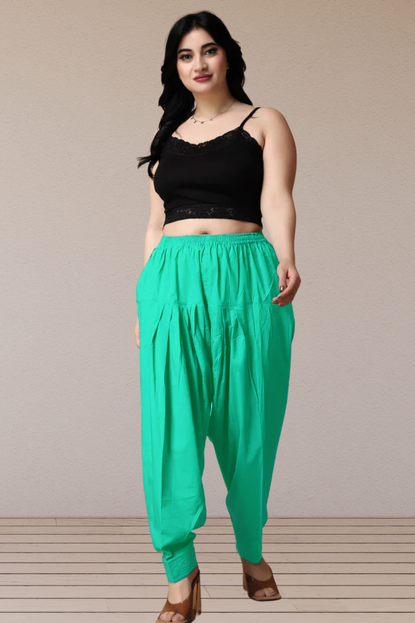 Aquamarine Pleated Cotton Salwar