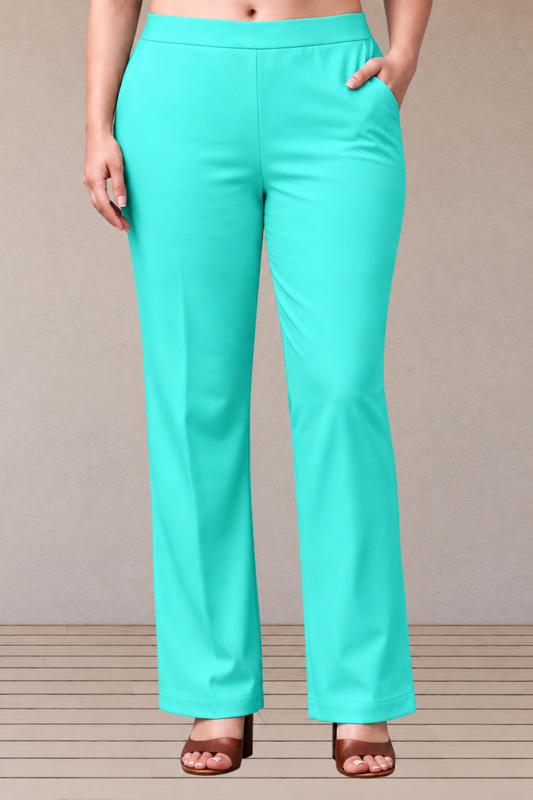 Aquamarine Lycra Slub Pants