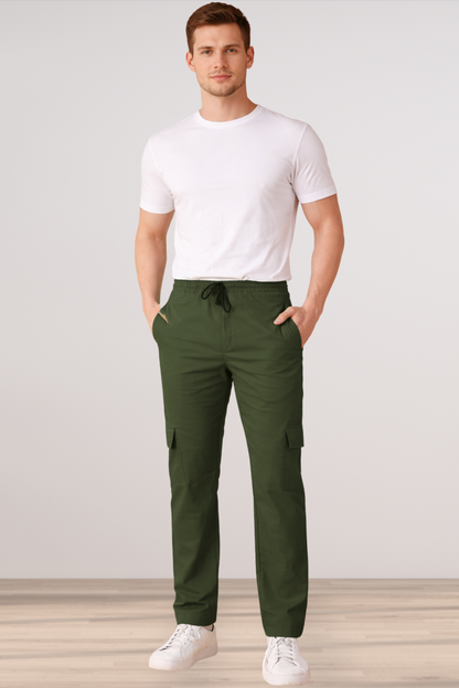 Army Green Cotton Cargo Pants