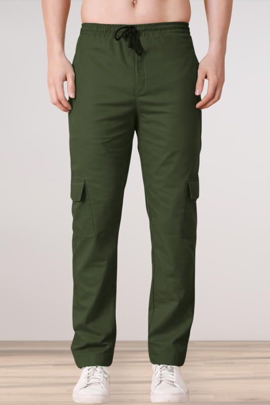 Army Green Cotton Cargo Pants