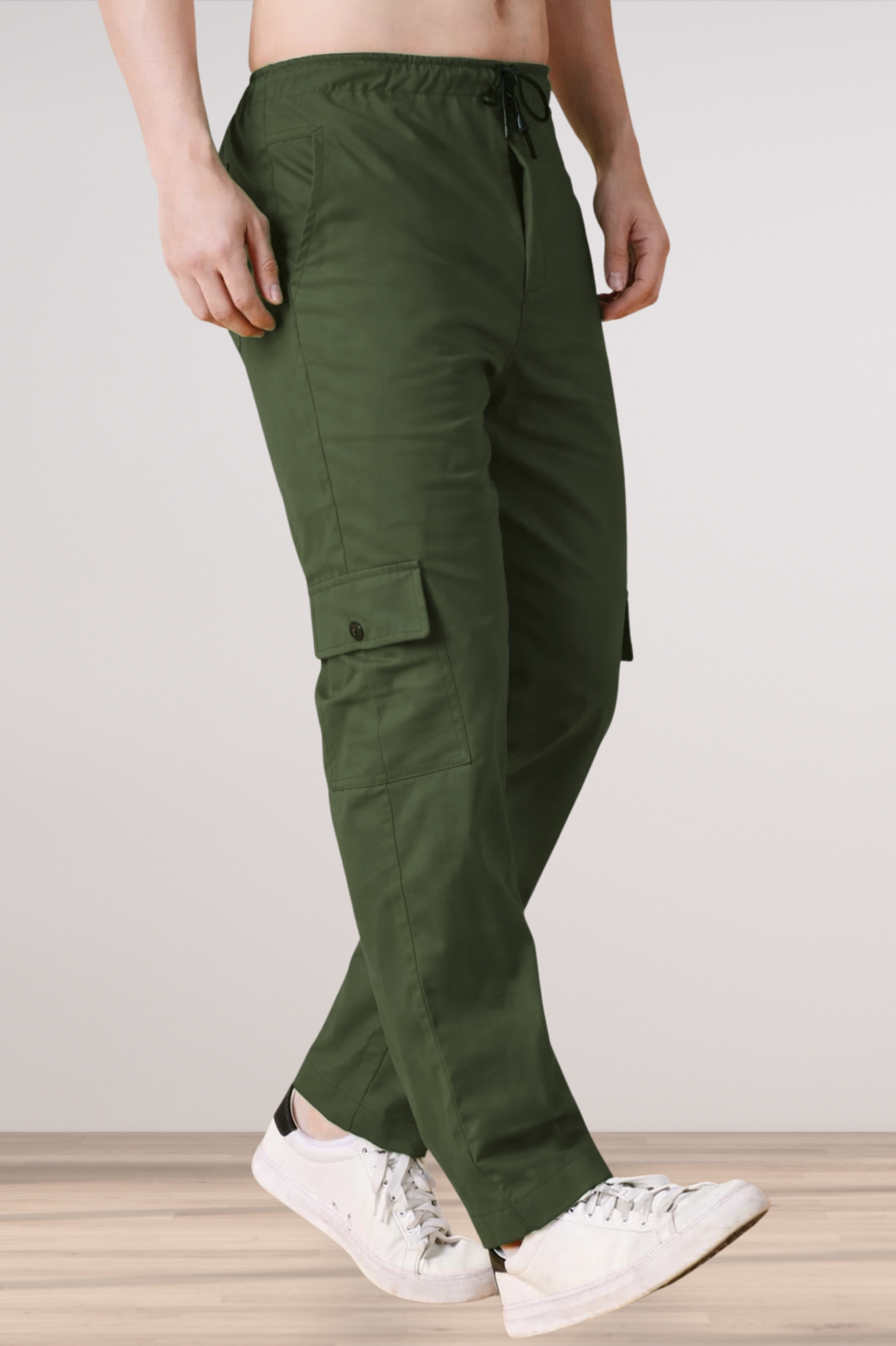 Army Green Cotton Cargo Pants