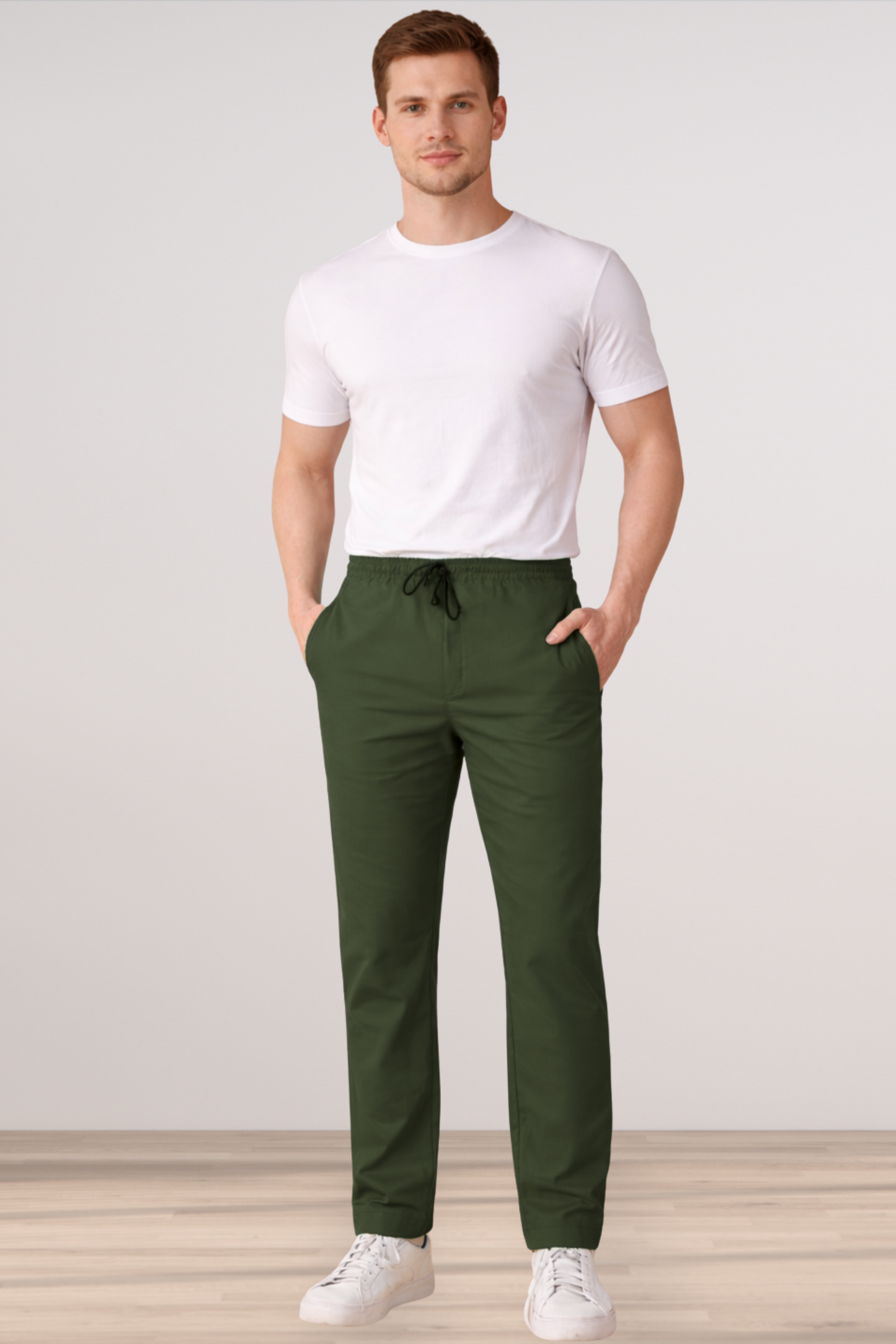 Army Green Cotton Track Pants