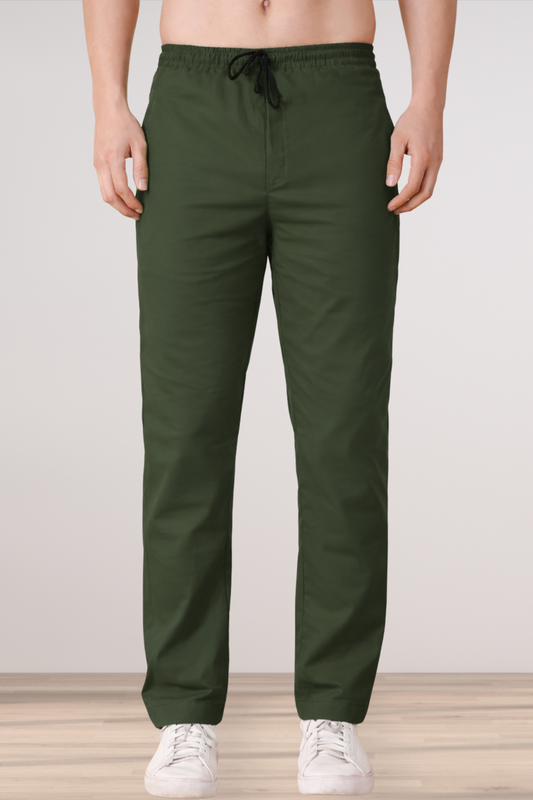 Army Green Cotton Track Pants