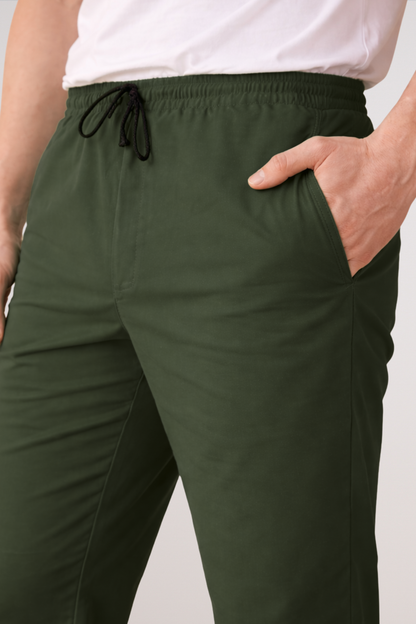 Army Green Cotton Track Pants