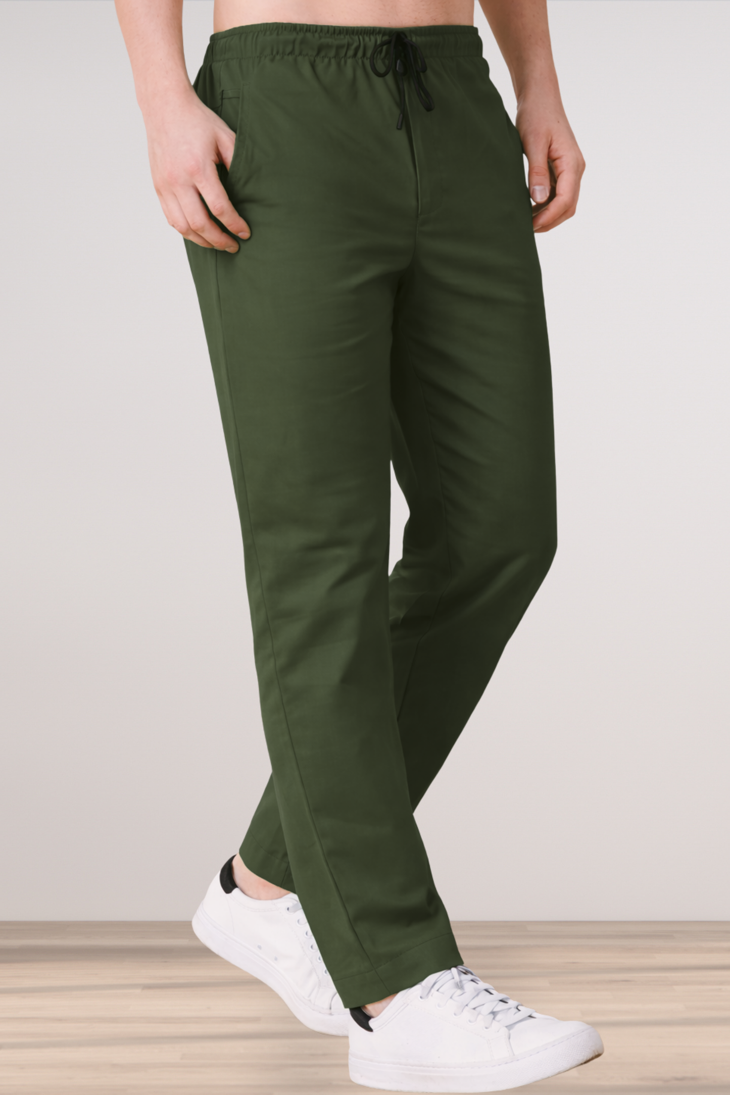 Army Green Cotton Track Pants