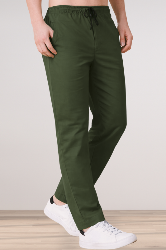 Army Green Cotton Track Pants