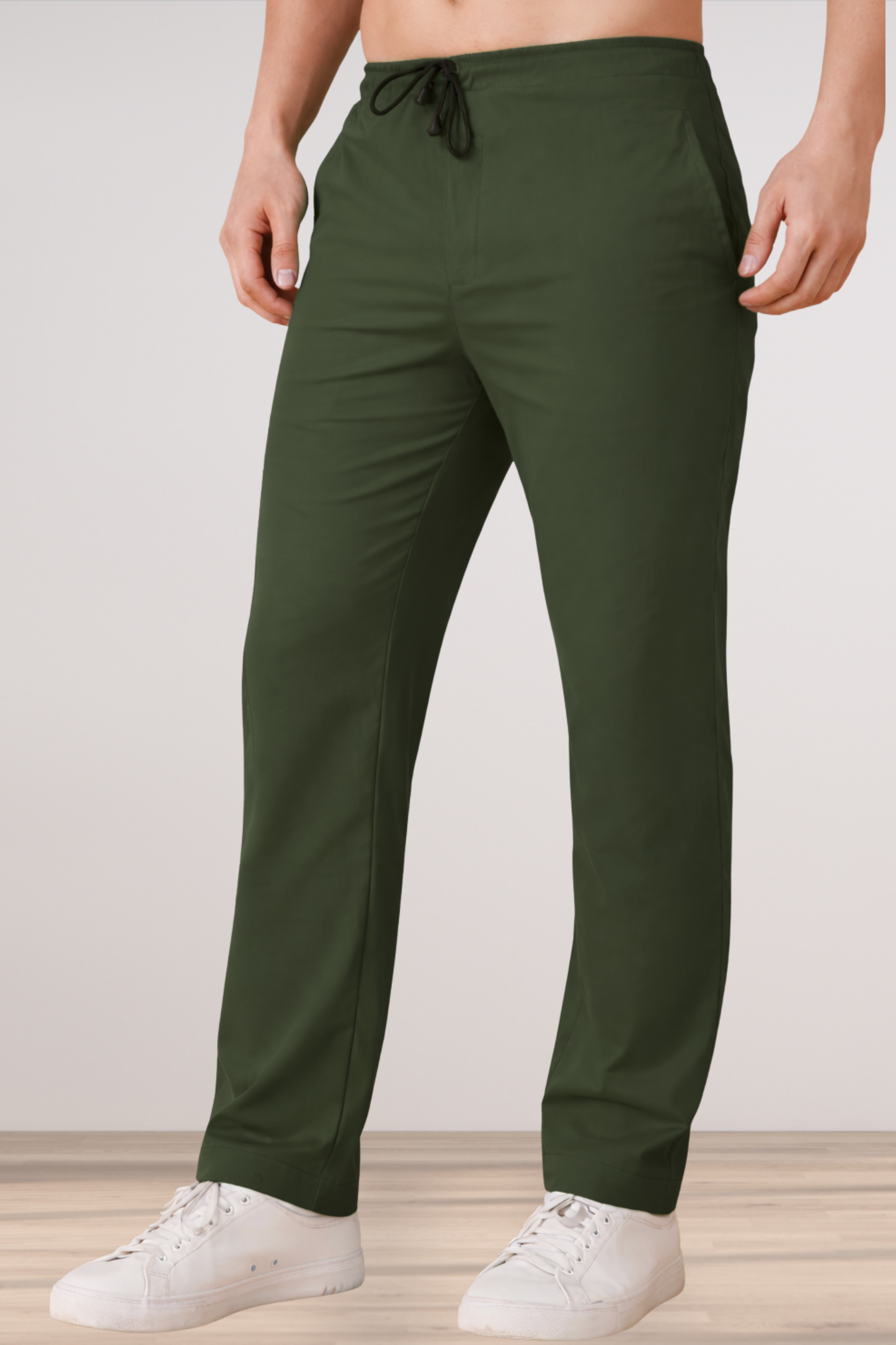 Army Green Cotton Track Pants