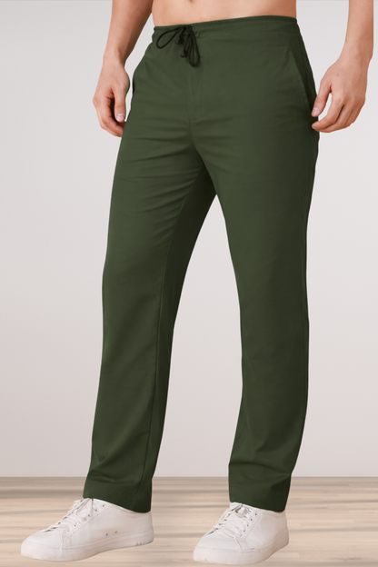 Army Green Cotton Track Pants
