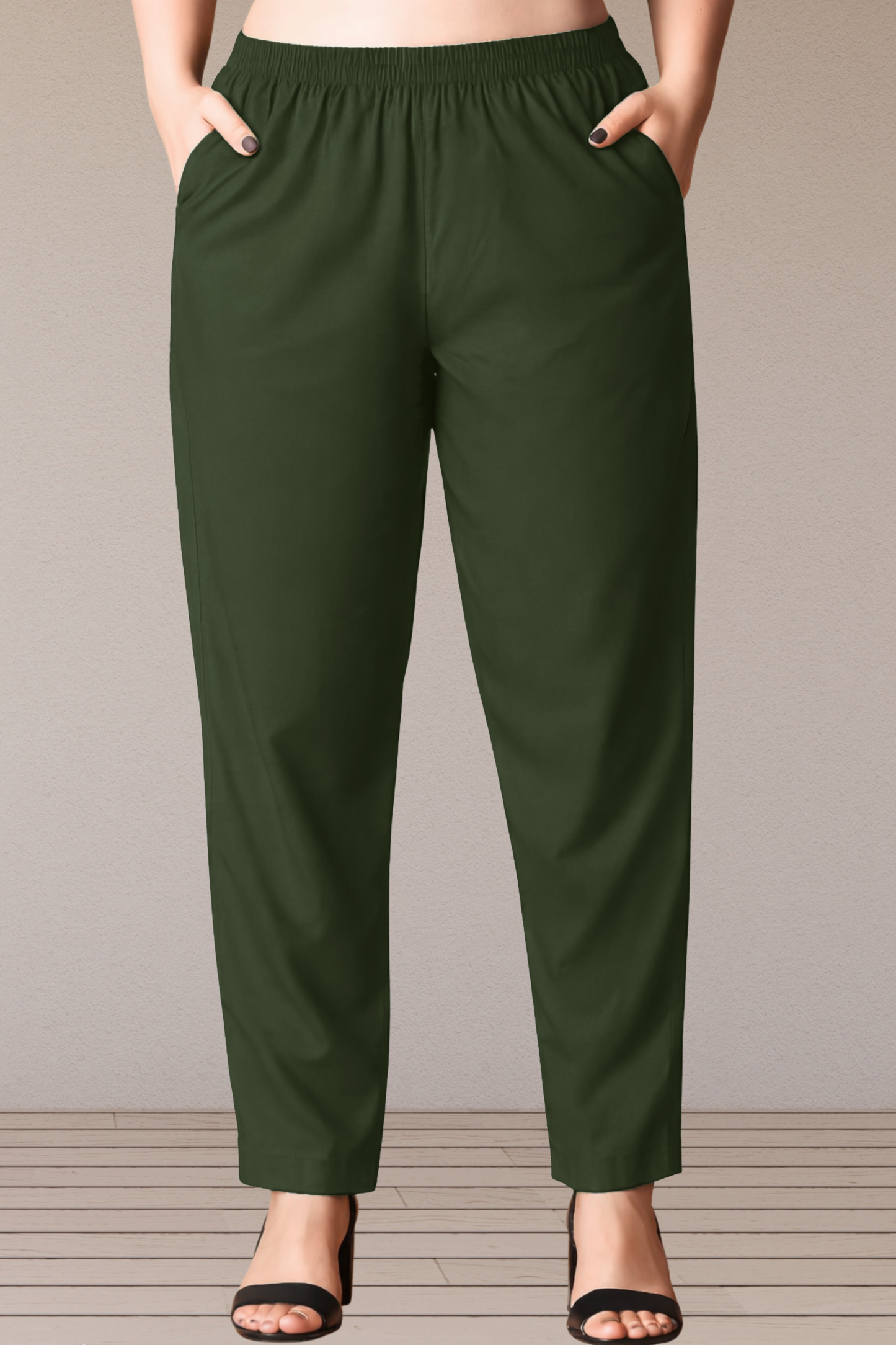 Army Green Cotton Kurti Pant