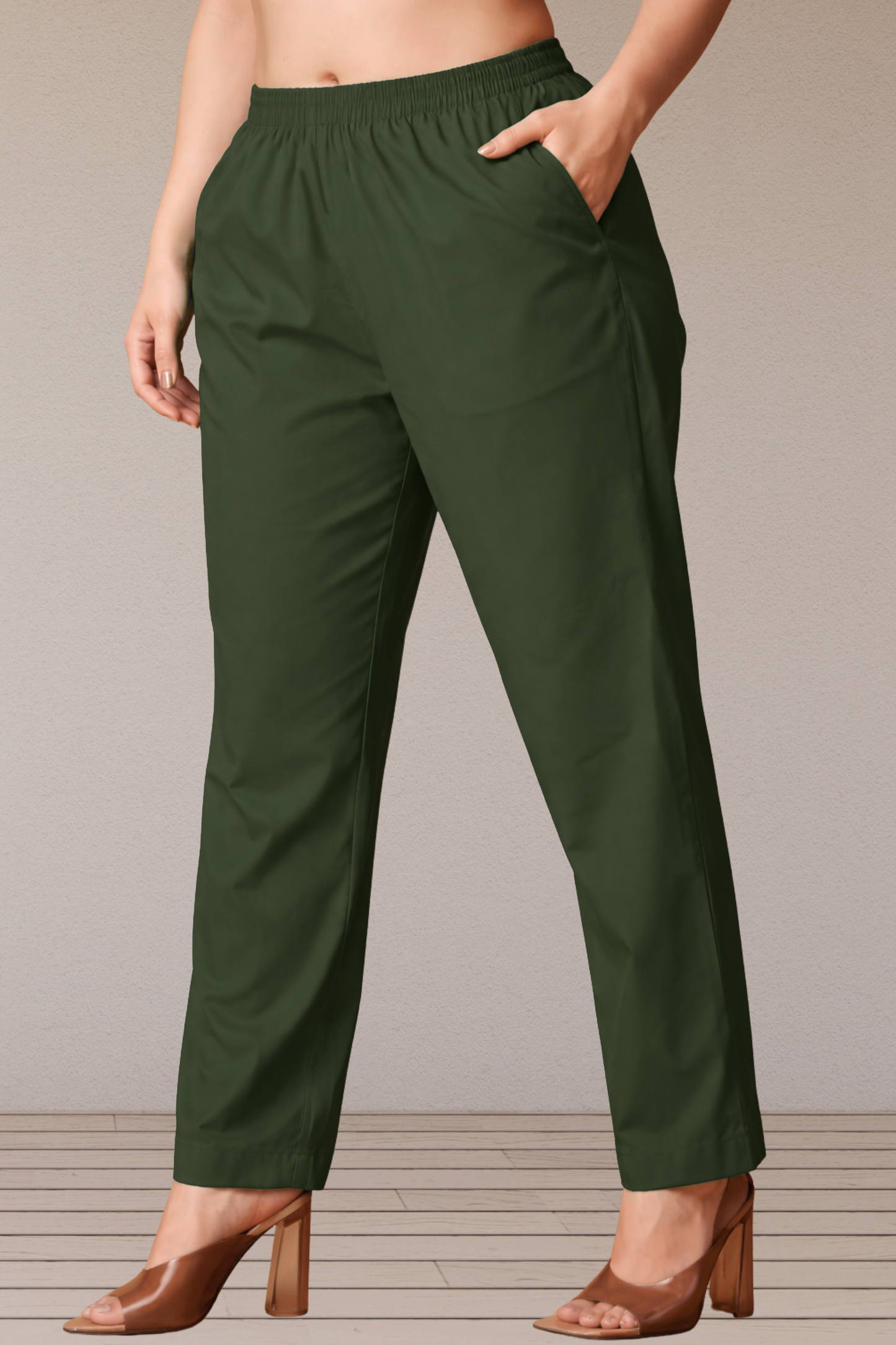 Army Green Cotton Kurti Pant