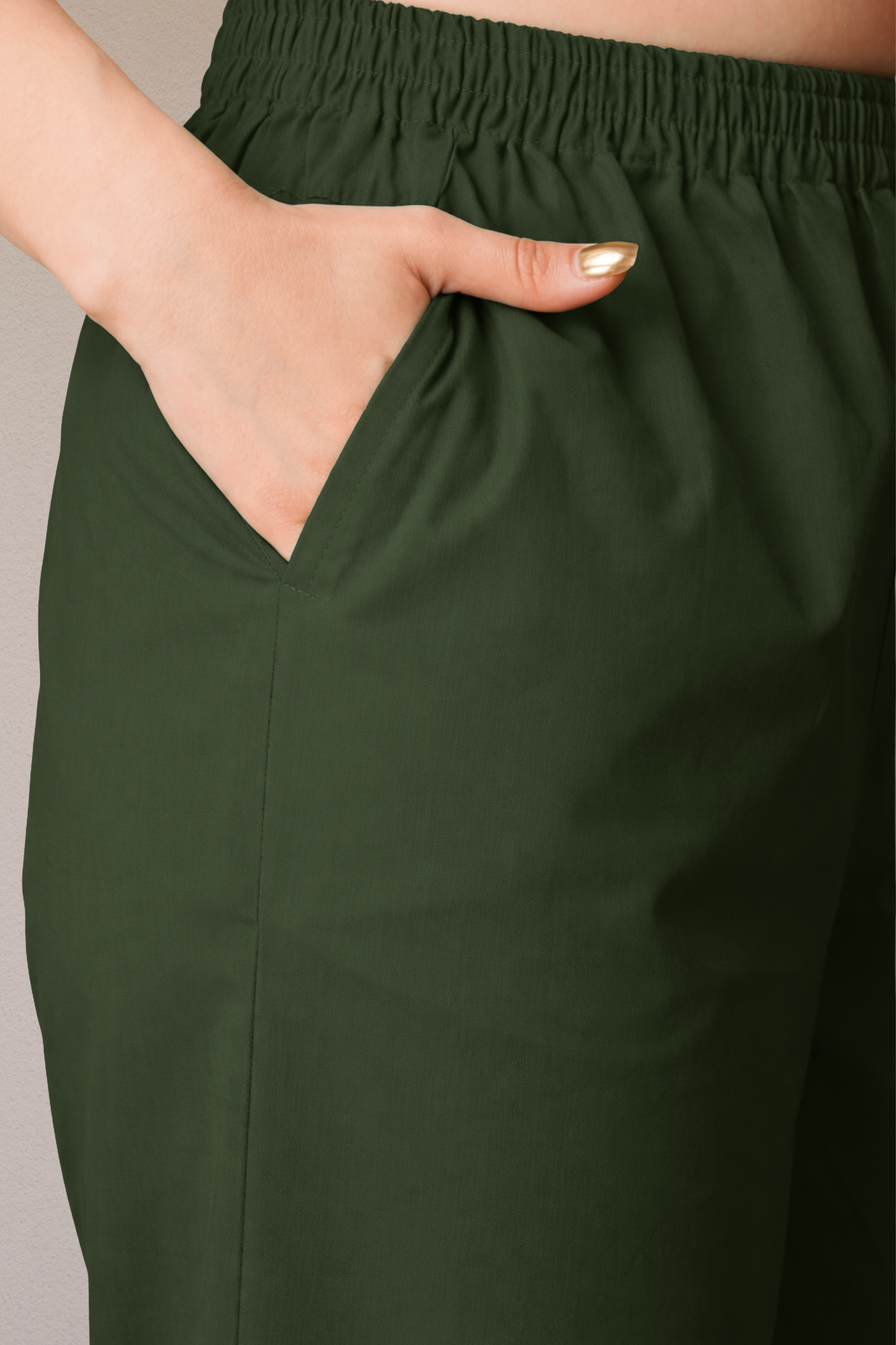 Army Green Cotton Kurti Pant