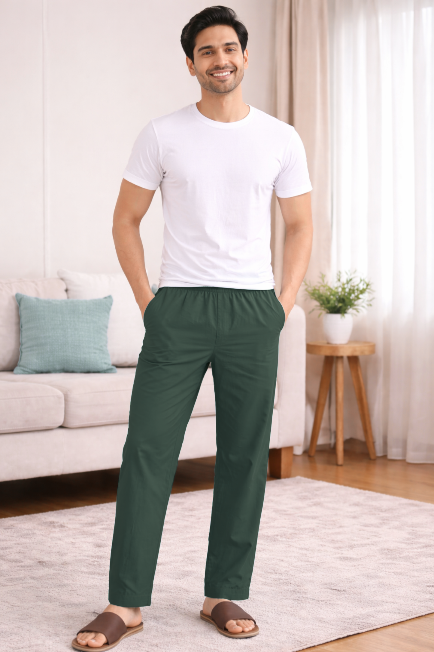 Army Green Cotton Pant Pajama